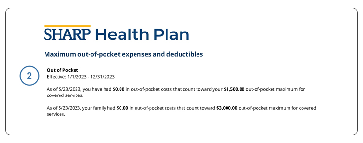 Page 2 of the Sample Summary EOB from Sharp Health Plan