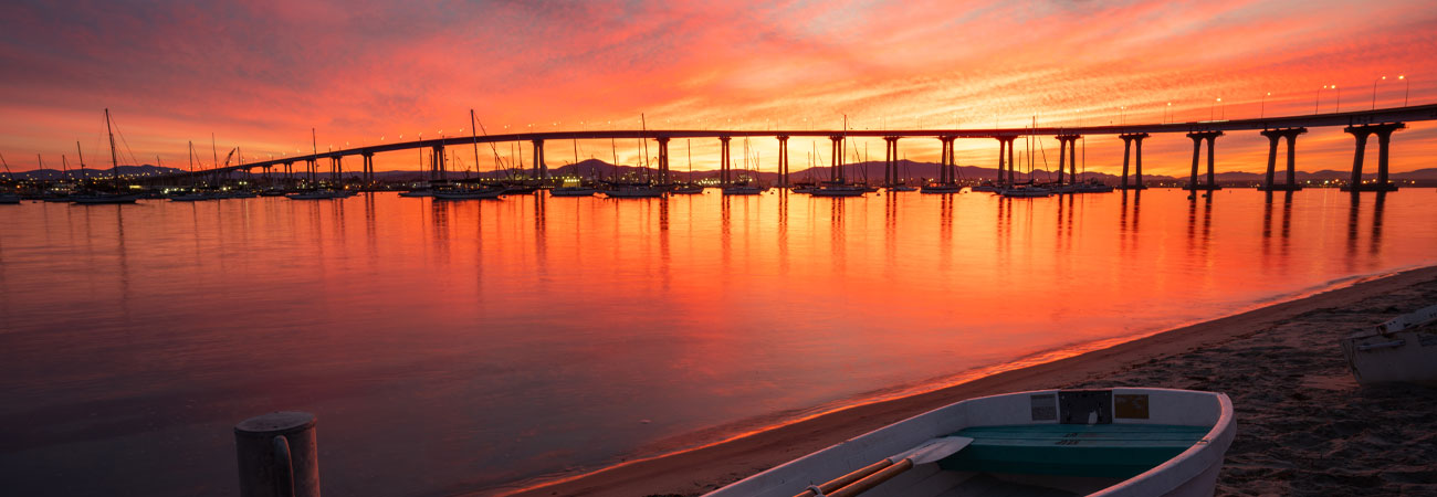 Sunset at Coronado Bay in San Diego, California