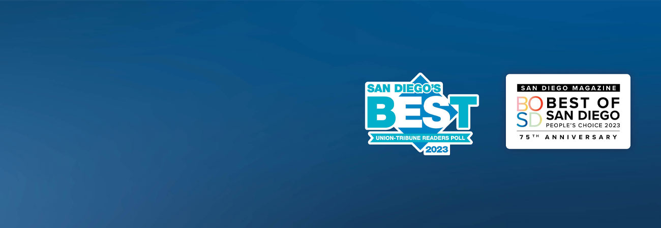 Union Tribune Best of San Diego 2023 and San Diego Magazine Best of San Diego logos