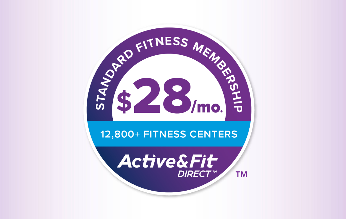 Active&Fit $28/month fitness membership badge