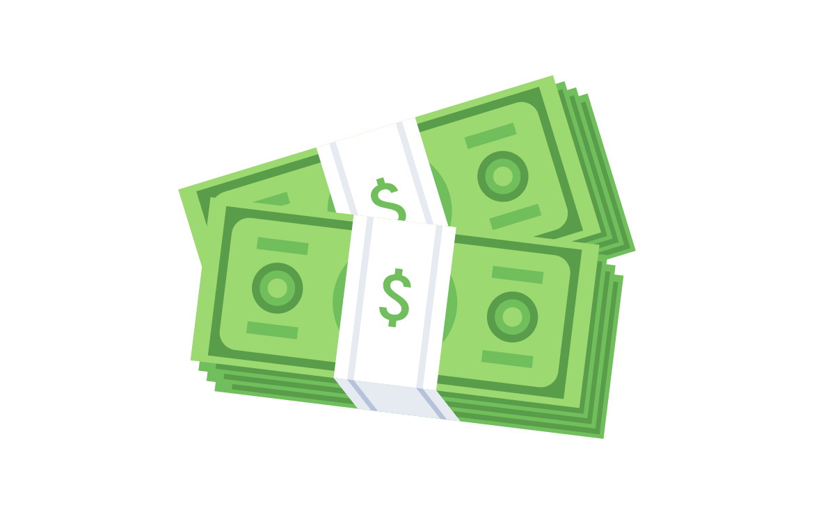 Graphic illustration of two stacks of dollar bills