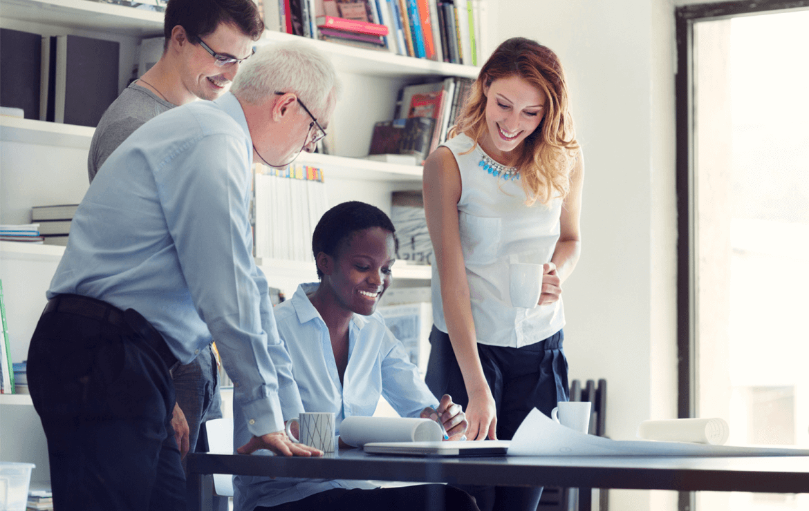 Group of people together in meeting room