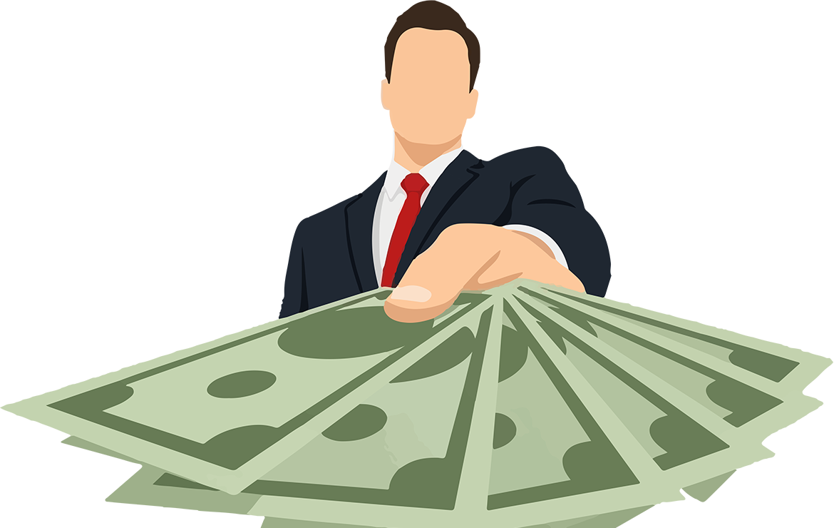 Illustration of business man handing money