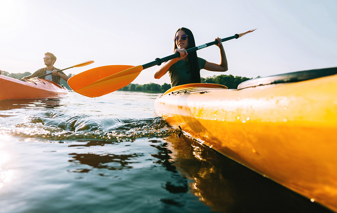 Man and woman kayaking