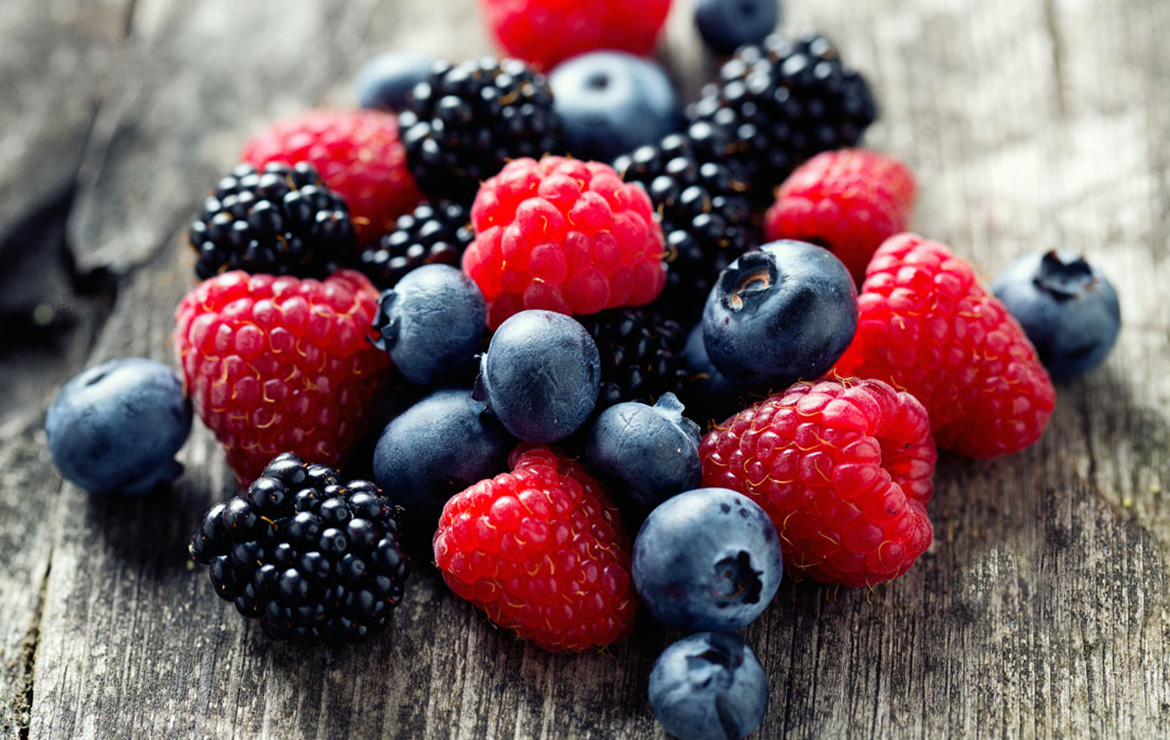 Photo of blueberries, blackberries and raspberries
