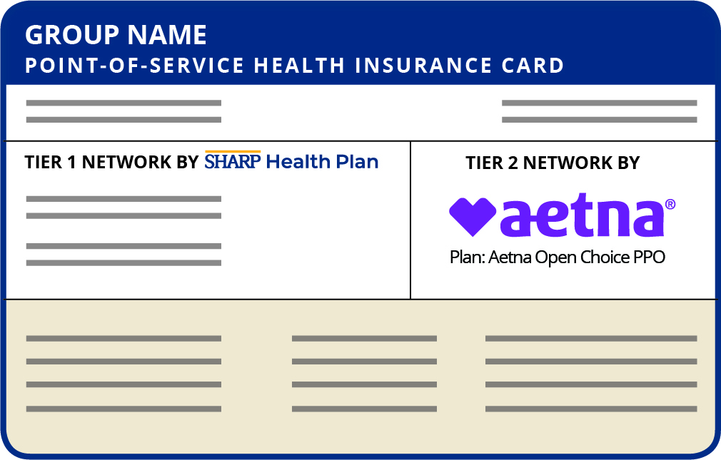 Sharp Health Plan Point of Service (POS) member ID card