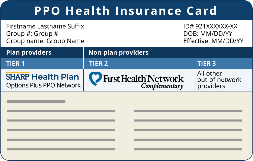 Sharp Health Plan PPO ID card