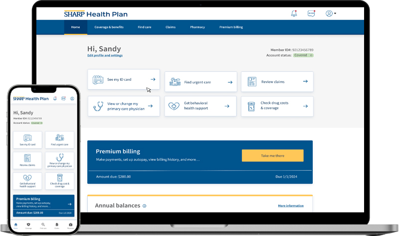 Sharp Health Plan mobile app and member portal