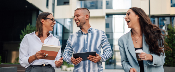 Group of business workers outside together