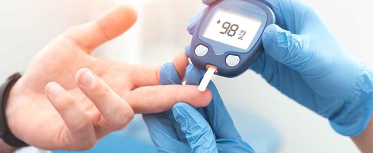 Finger getting blood sugar levels checked