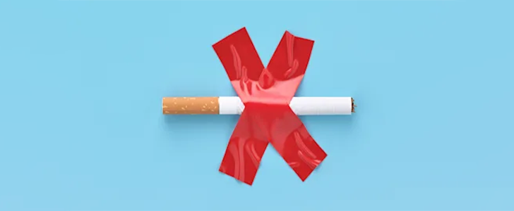 Cigarette with red X tape