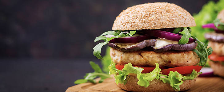 Turkey burger with roasted eggplant