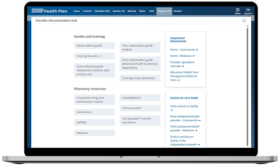 Sharp Health Plan Provider HUB